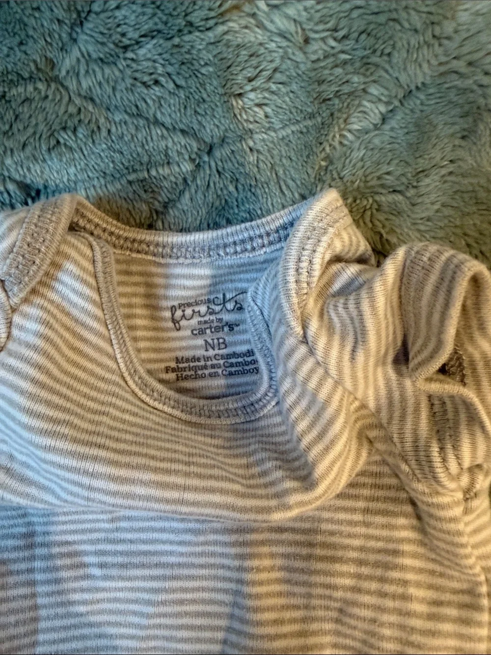 Carter's White and Light Blue Baby Short-Sleeve Bodysuit Trio